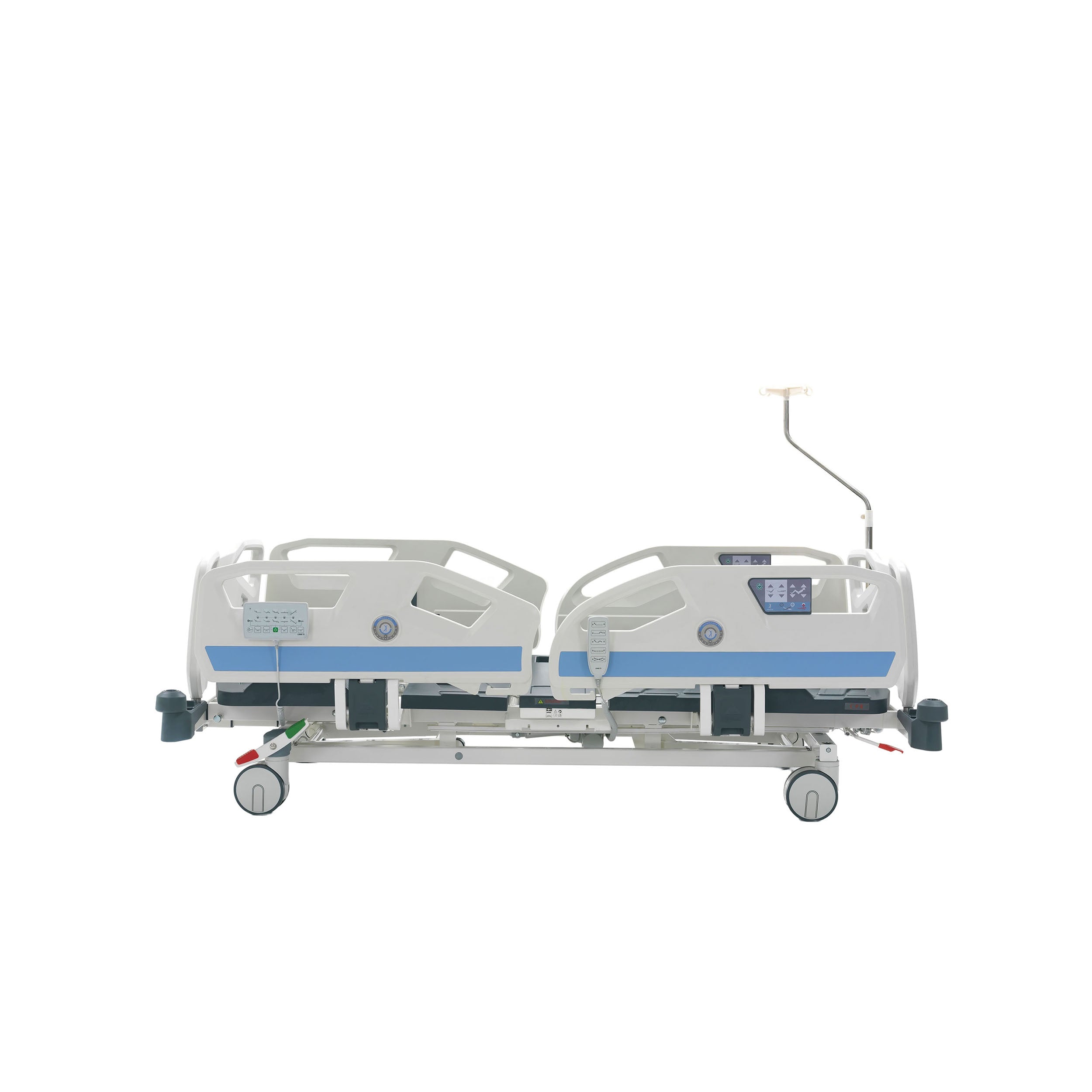 Nitrocare SANTE 8140 side rail controls allowing patients to adjust head and leg positions.