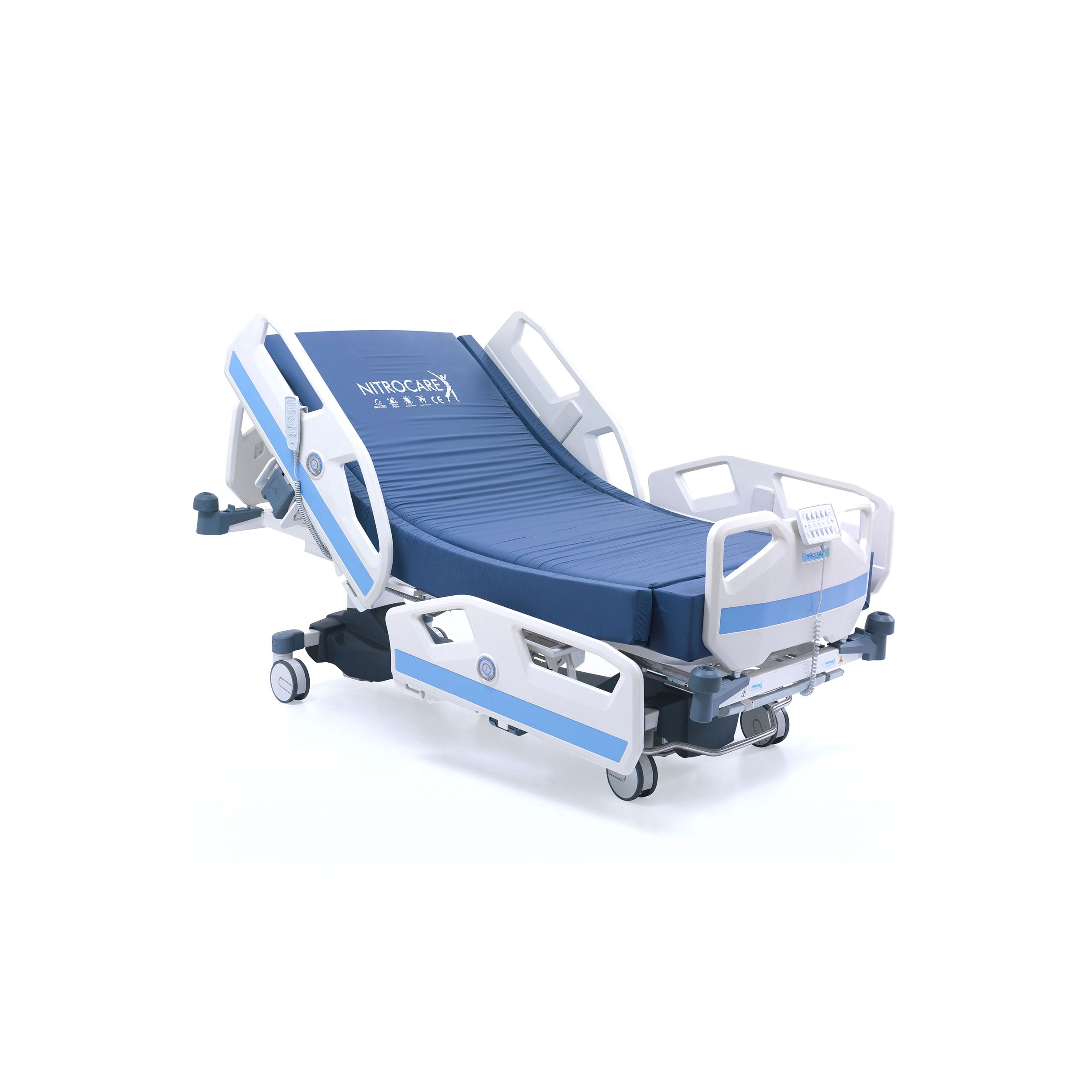 Nitrocare SANTE 8000B bariatric bed showing high-capacity frame for 771 lb weight support