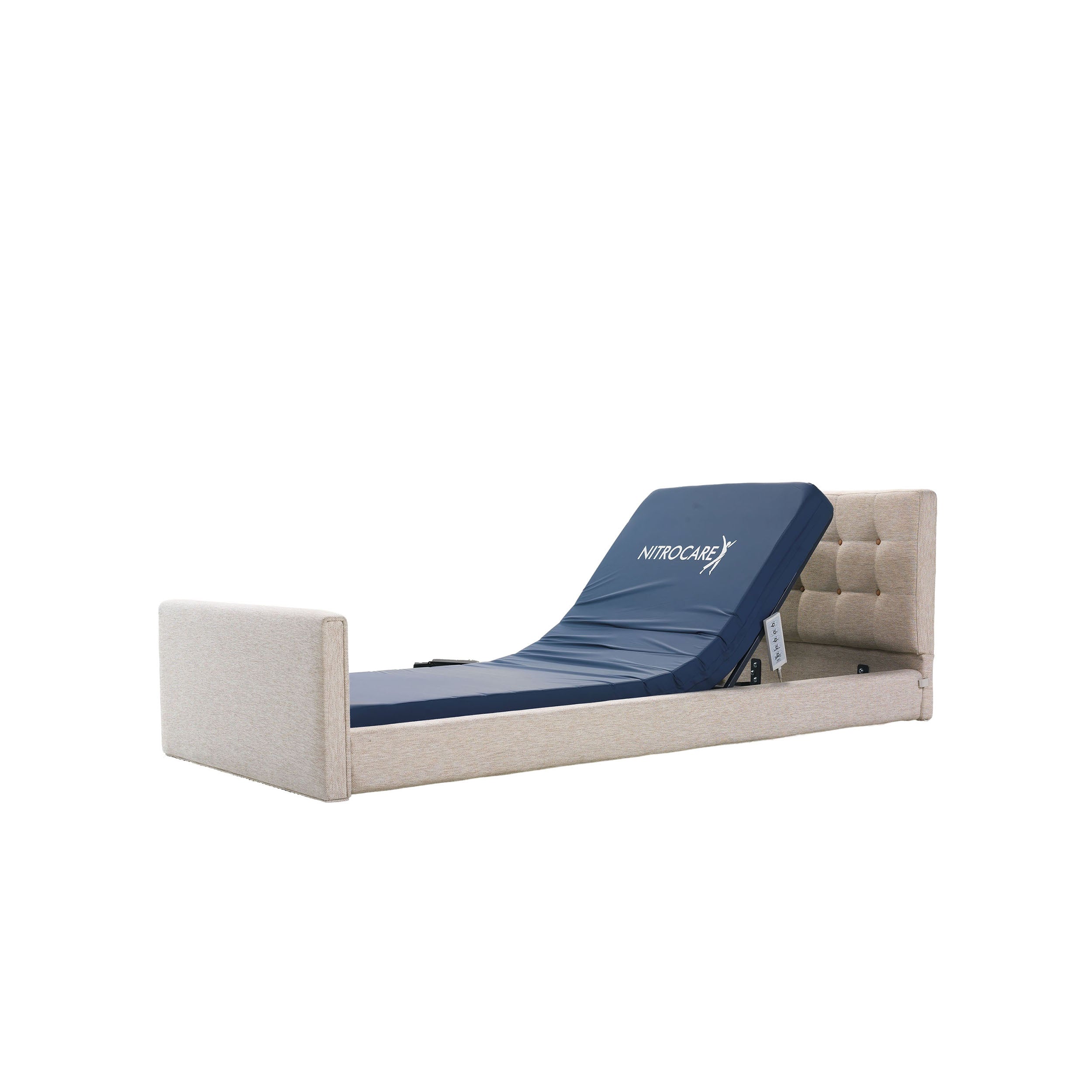 Nitrocare medical bed in Trendelenburg position at 17-degree incline for clinical care.