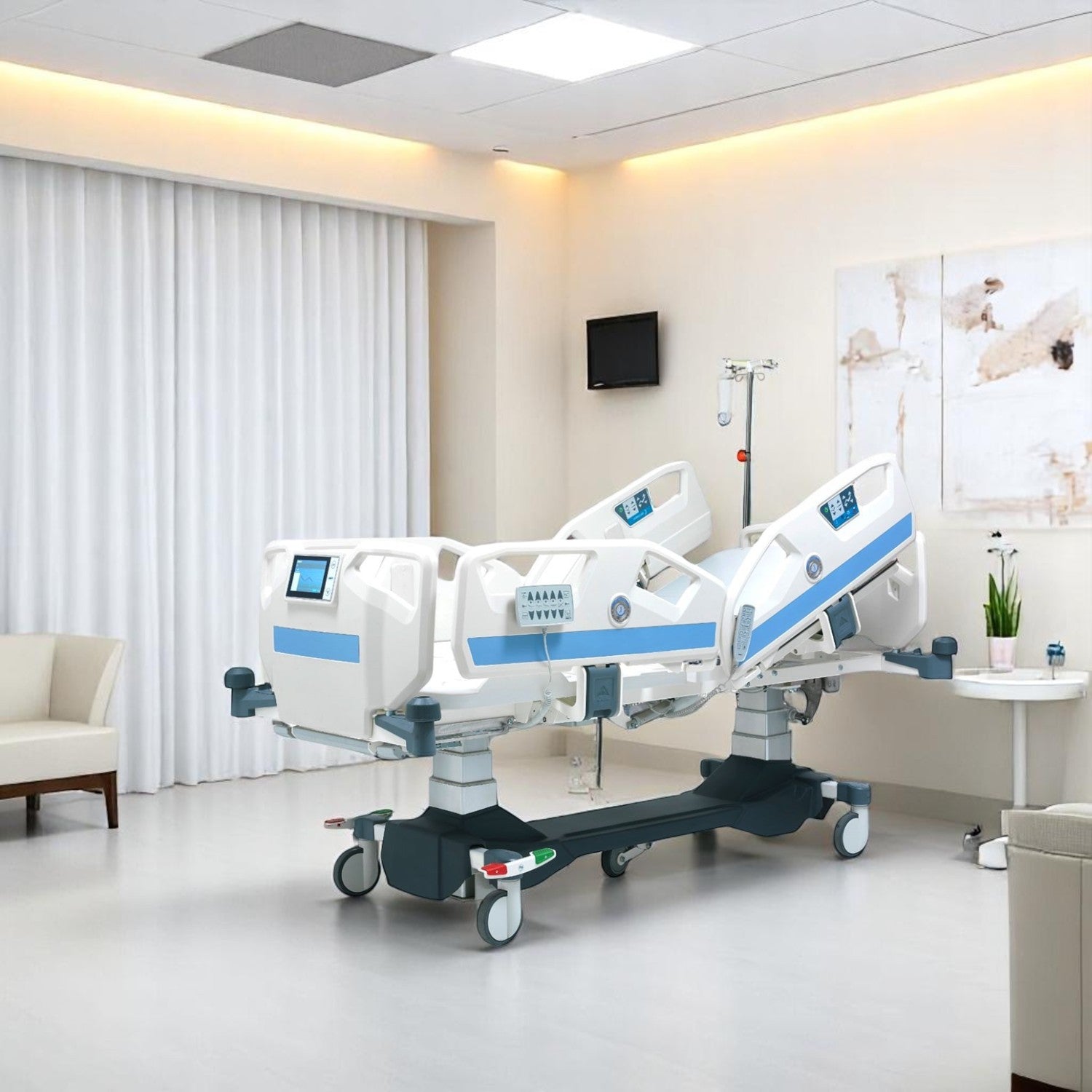 Nitrocare SANTE 8000 in Cardiac Chair position to assist in respiratory therapy and patient mobilization.